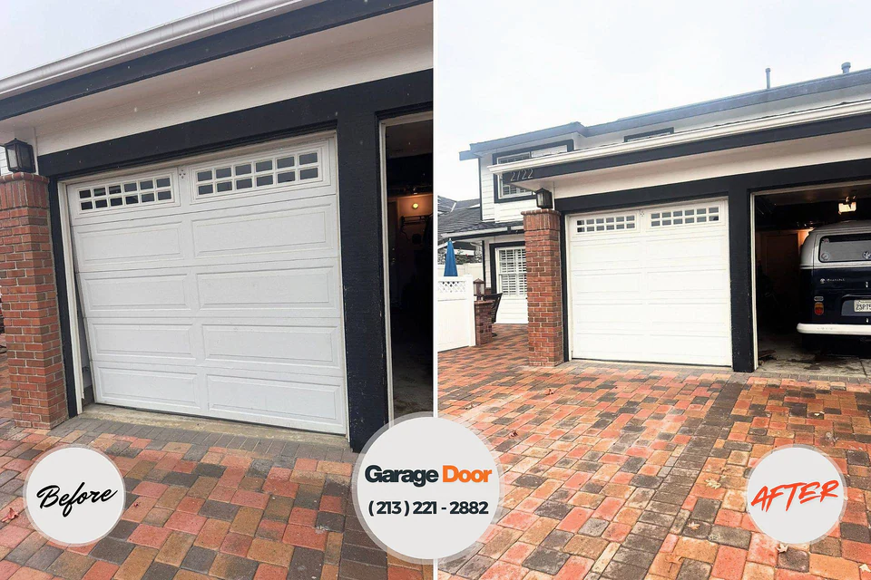 Before and after: garage door repair Pleasant Prairie, WI